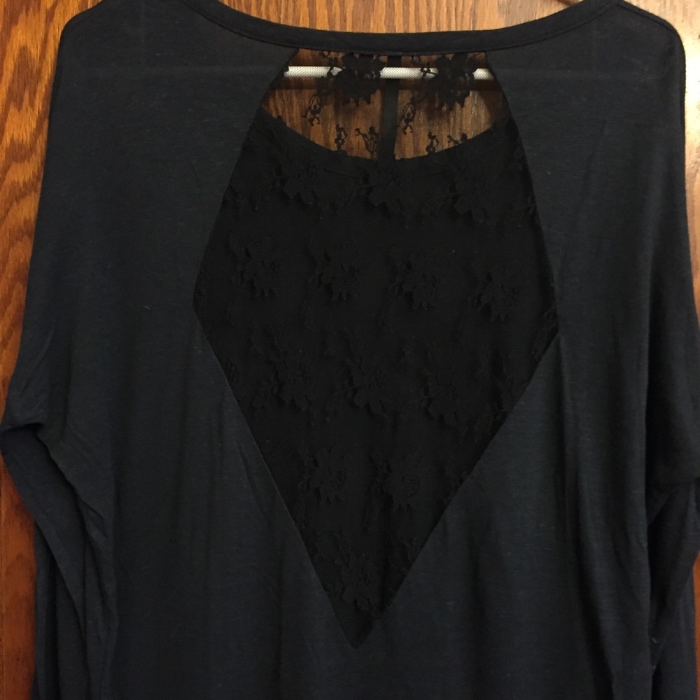 Lace back dolman sleeve top